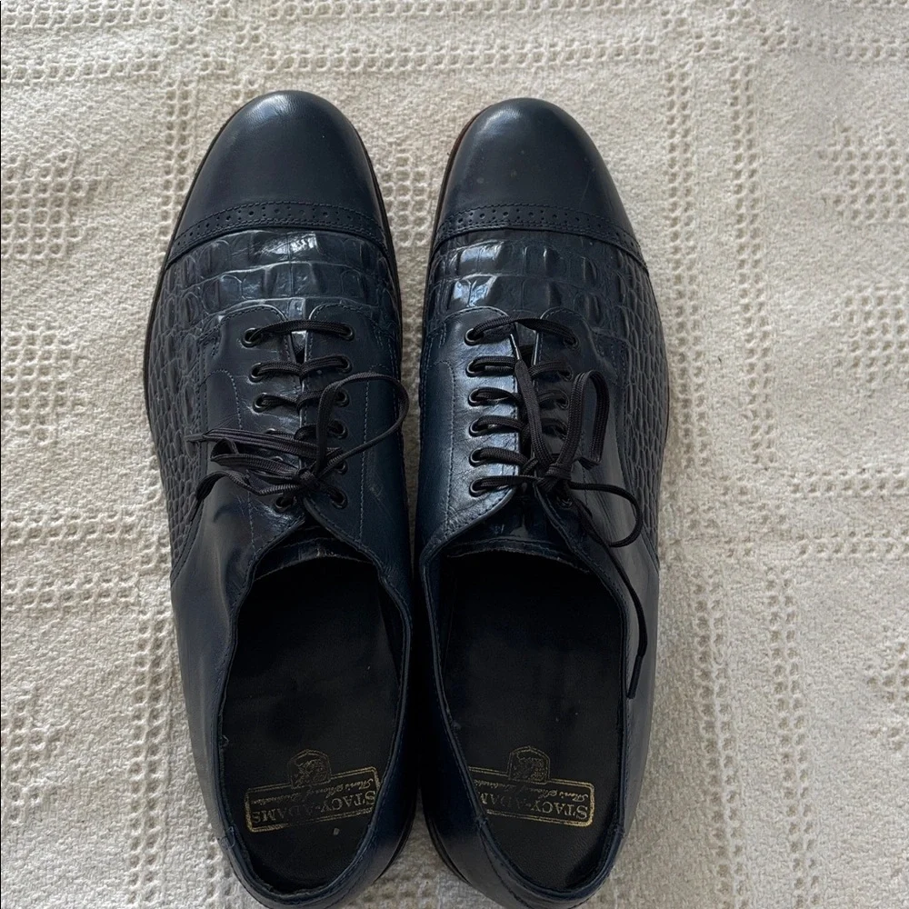 Stacy Adams Men’s Blue Genuine Crocodile Leather Lace up Dress Shoes Size 12D‎